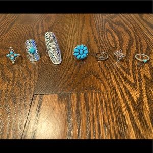 7 pack of turquoise rings! Brand new;)